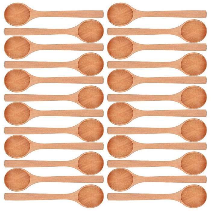 24 Pieces 6.7 Inch Wooden Spoons Condiments Salt Spoons (light Brown)