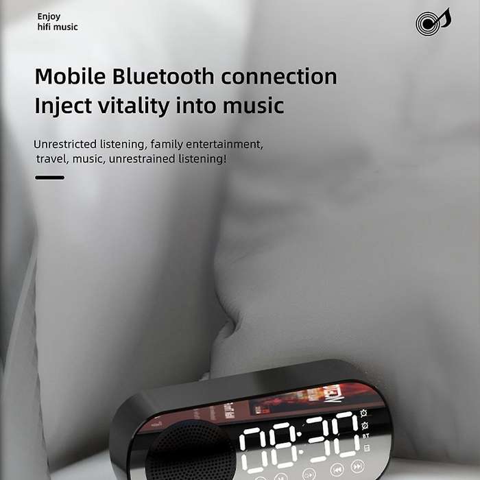 Led Alarm Clock for Bluetooth Speaker, Fm Radio , Family (black)