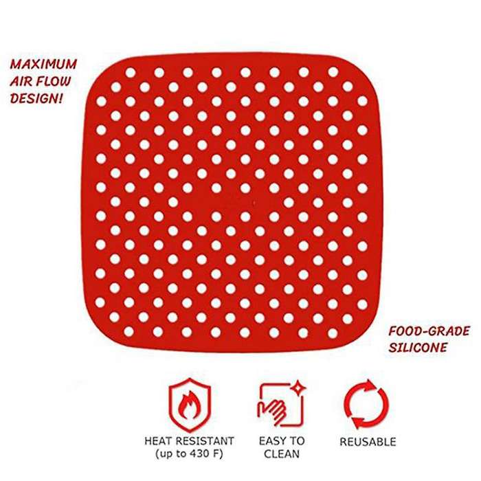 Reusable Air Fryer Liners,non Stick Surface,set Of 3 9x9inch,red