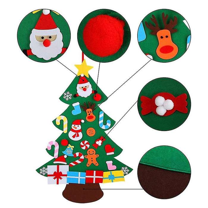 3d Felt Christmas Tree Wall Hanging 3ft with Ornaments for Kids Diy