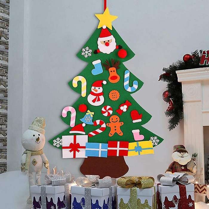 3d Felt Christmas Tree Wall Hanging 3ft with Ornaments for Kids Diy