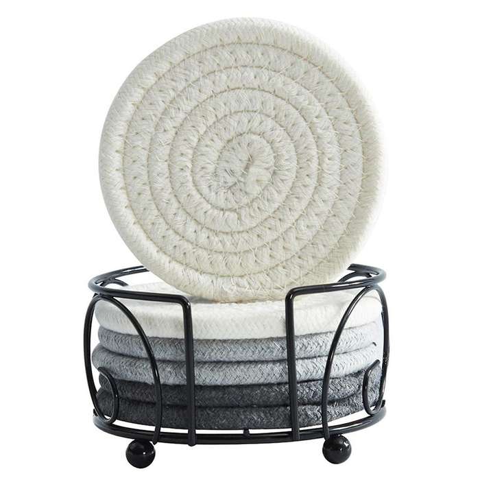 Coasters with Holder Handmade Braided Thick Cotton Rope