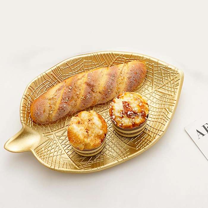 Nordic Decorative Tray Gold Leaf Shape Tray Jewelry Pallet (large)