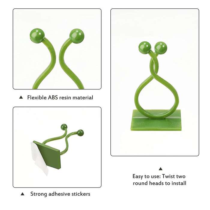 200 Pcs Plant Climbing Wall Fixture Clips, Plant Fixer Hooks-green