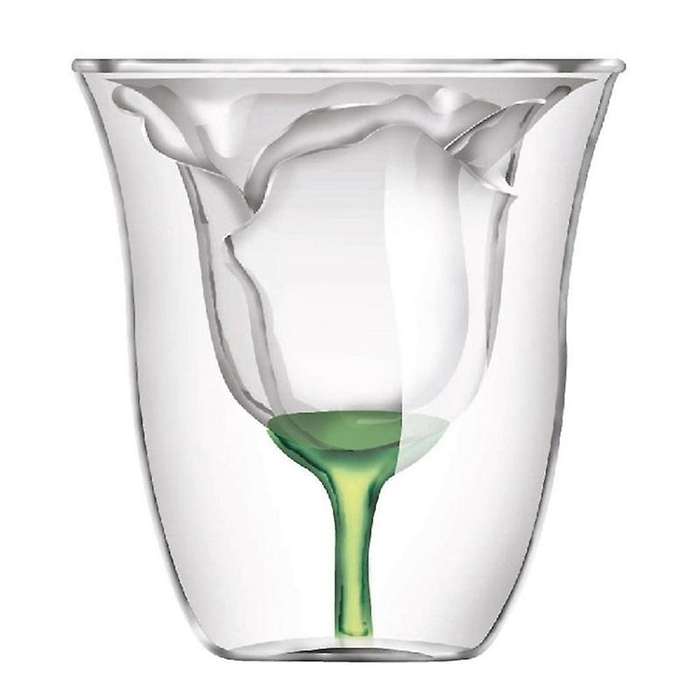 Rose Shape Bilayer Wine Glass Cocktail Flip Liquor Cup Household