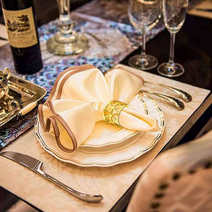12pcs Of Round Mesh Napkin Ring Holder,table Set for Casual Or Formal