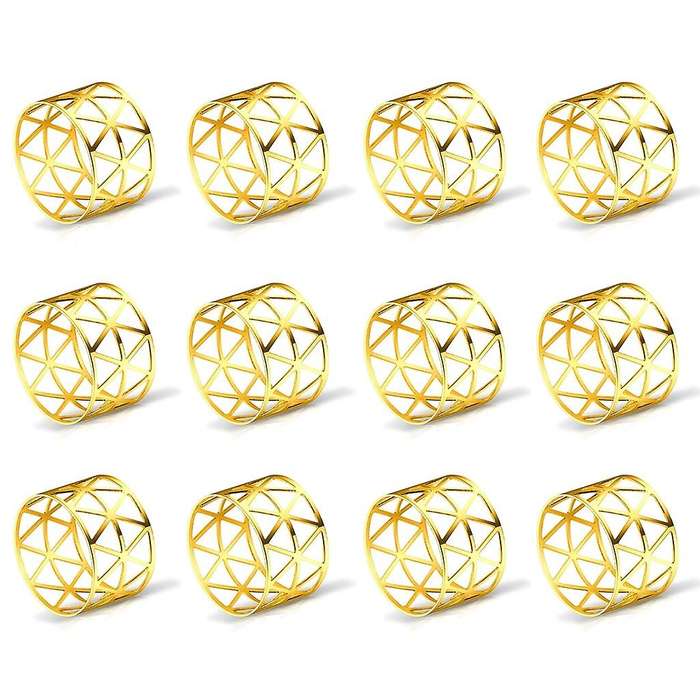 12pcs Of Round Mesh Napkin Ring Holder,table Set for Casual Or Formal
