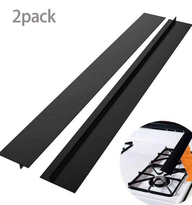 2pcs Kitchen Oven Spill Seal Slit Filler Stove Space Bar-black