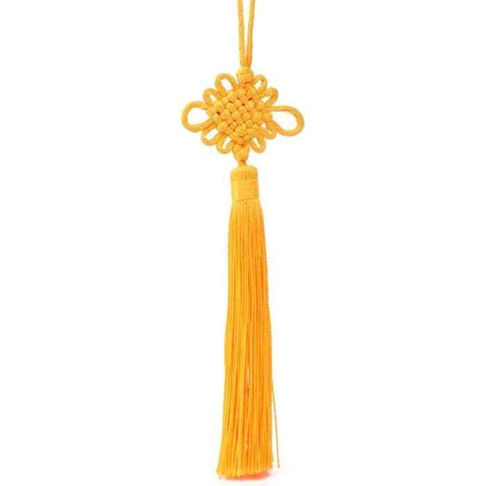 50 Pcs Handmade Yellow Chinese Knots Tassels for New Year Decoration