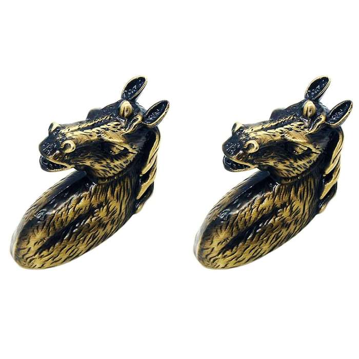 2pcs Antique Door Handles Animal Handle Horse Head Zinc Alloy(bronze)