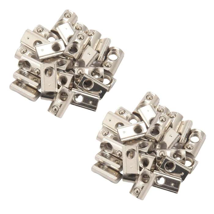 25 Pack 2020 Series M5 T Slot Nuts Roll-in Spring Ball with 6mm Slot