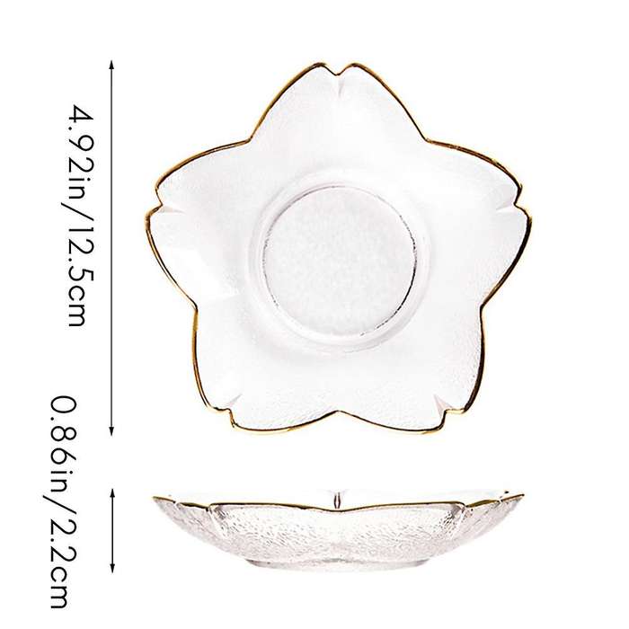 Japanese Style Creative Gilt Glass Cherry Blossom Plate Salad Bowl A