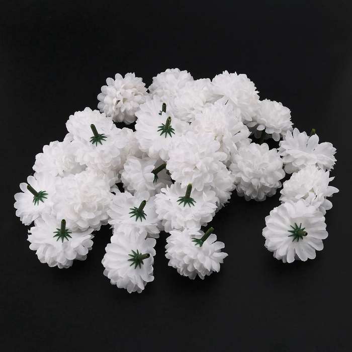30 Pcs Carnations Artificial Flower Silk Spherical Heads White