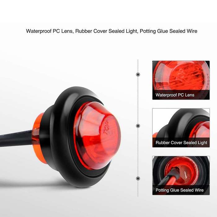 10pcs 3/4 Inch Round Led Lights Truck for Truck Rv Car Caravan