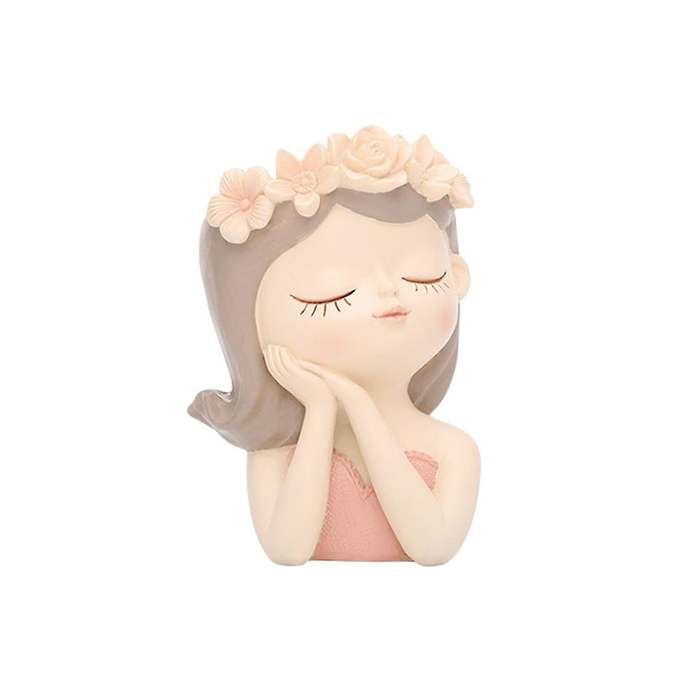 Cartoon Girl Desktop Succulent Plant Potted Flower Pot,11 X 8 X 7cm