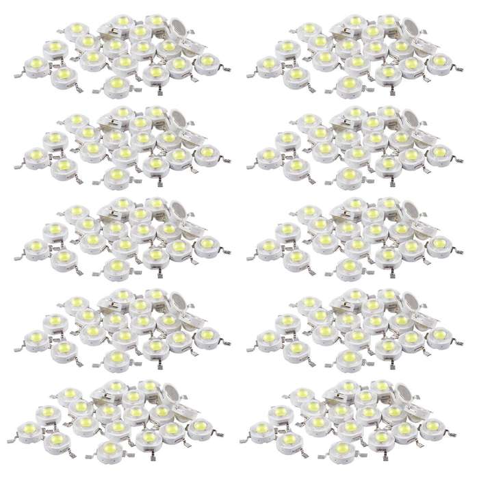 200 Pcs High Power 2 Pin 3w White Led Bead Emitters 170-190lm 6000k