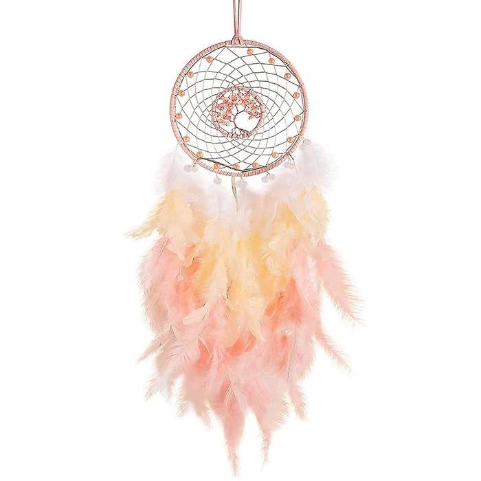 Ornament Led Lights Pink Feather Dreamcatchers for Home Wall Decor