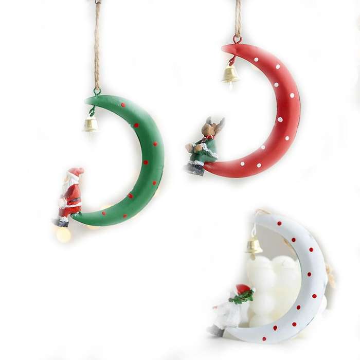 3pcs Santa Elk Snowman Christmas Tree Iron Pendants for Home Decor