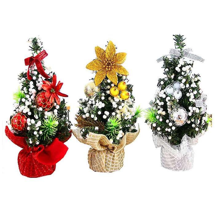 3pcs 20cm Mini Christmas Package Tree Desktop Decor Children's Gift