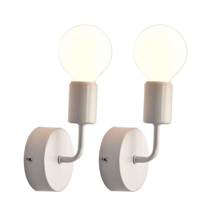 2x White Loft Antique Iron Simple Bar Aisle Wall Sucker Wall Lamp