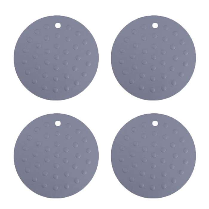 4pcs Thickened Table Mat, Household Silicone Pot, Coaster (gray)