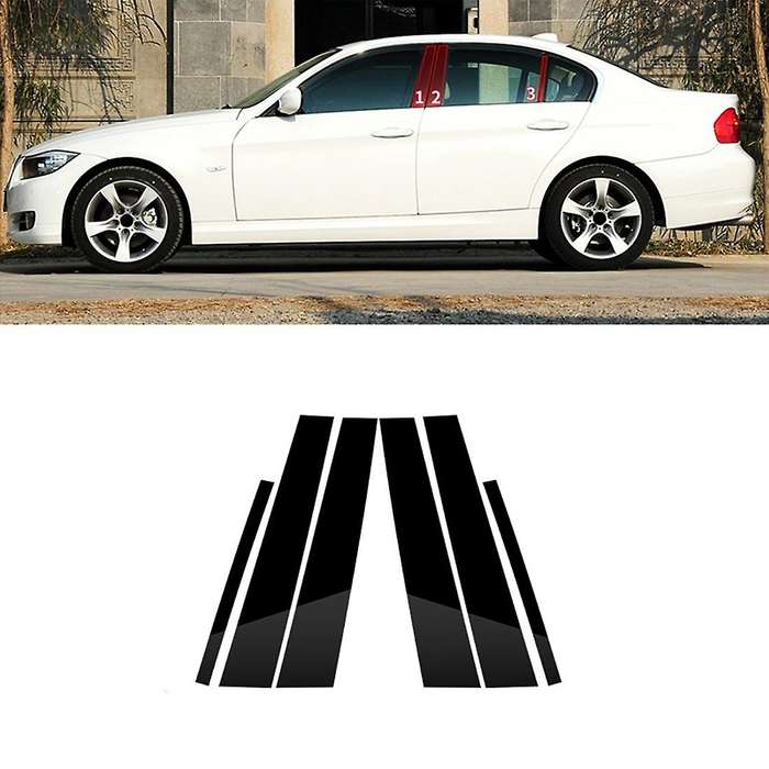 For Bmw- 3 Series E90 Car Door Window Bc Pillar Posts Cover 6 Pack