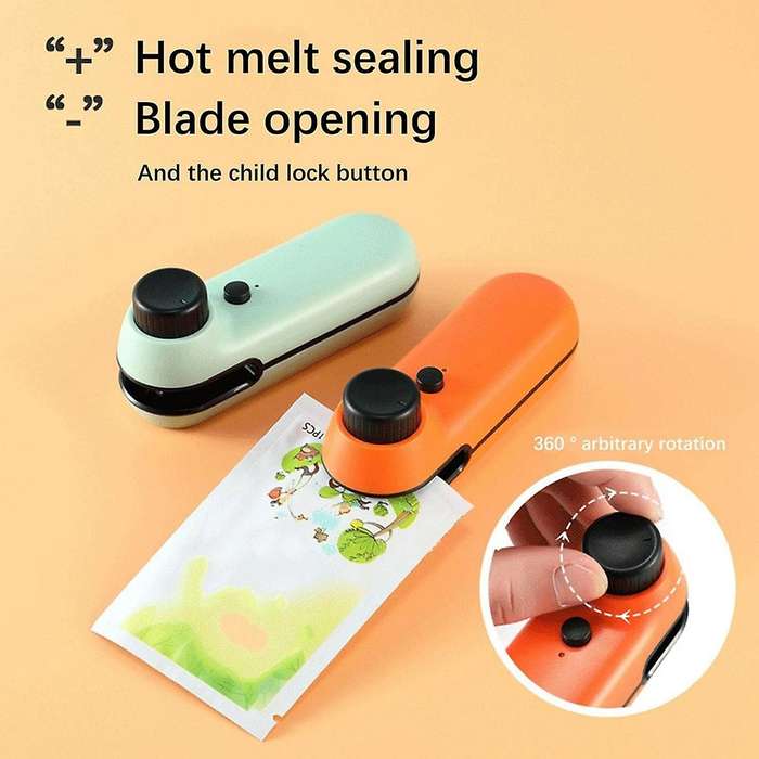 2 In 1 Mini Bag Sealer Heat Sealers for Plastic Bag Storage White