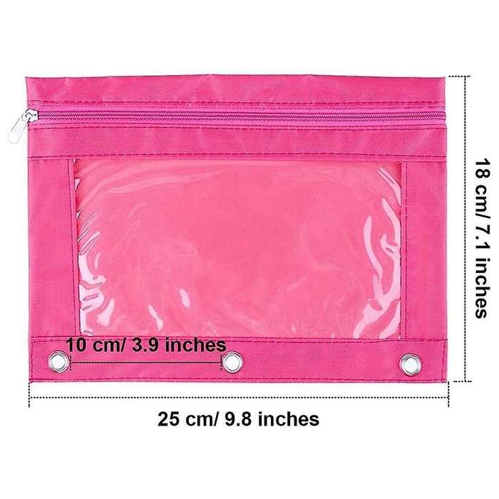 8 Pack 3 Ring Zipper Pencil Pouch Fabric Pencil Case Yellow