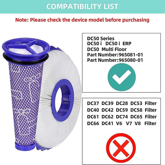 Pre-filters and Hepa Post-filters for Dyson Dc50 Series Part