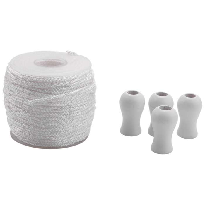 1.8 Mm White Braided Lift Shade Cord 55 Yards/roll with 4 Pcs Pendant