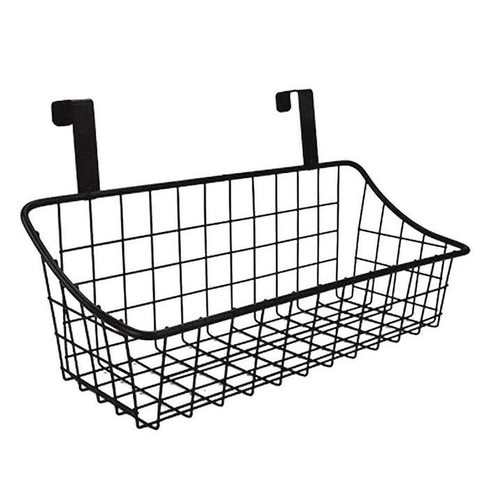 Basket with Hook, Hang It Behind A Door Or On A Railing, Black