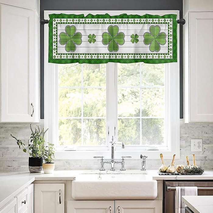 St. Patrick's Day Valances for Windows - Shamrock Valance Curtains
