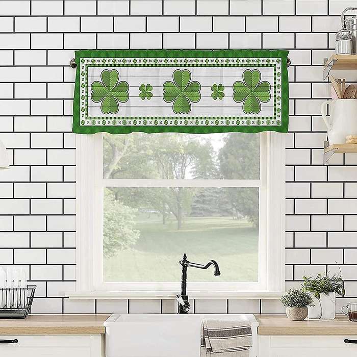 St. Patrick's Day Valances for Windows - Shamrock Valance Curtains