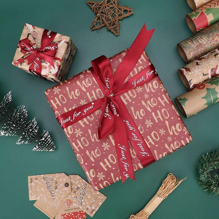 Wrapping Paper Sheets,for Christmas Party Set Of 6 Gift Wrap Papers