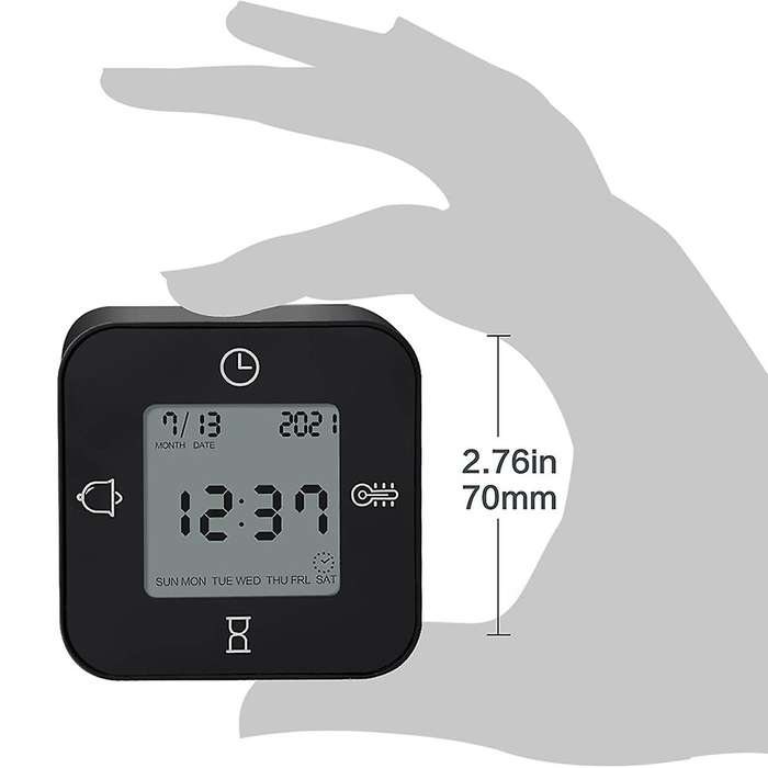 Alarm Clock Digital with Temperature,non-ticking,timer,black