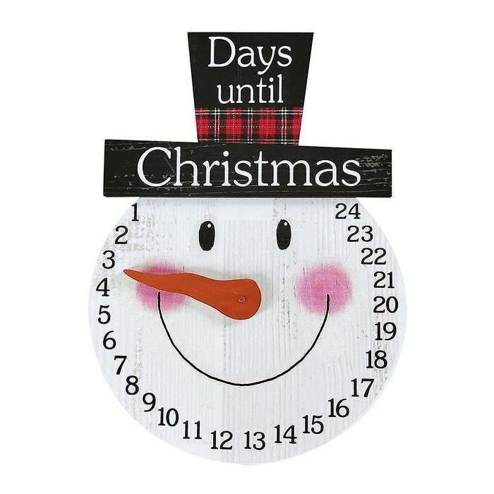 Wooden Holiday Calendar with Lanyard Pendant Decorations Snowman