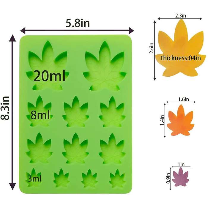 2 Pack Gummy Leaf Silicone Candy Mold, Chocolate Gummy Molds -green