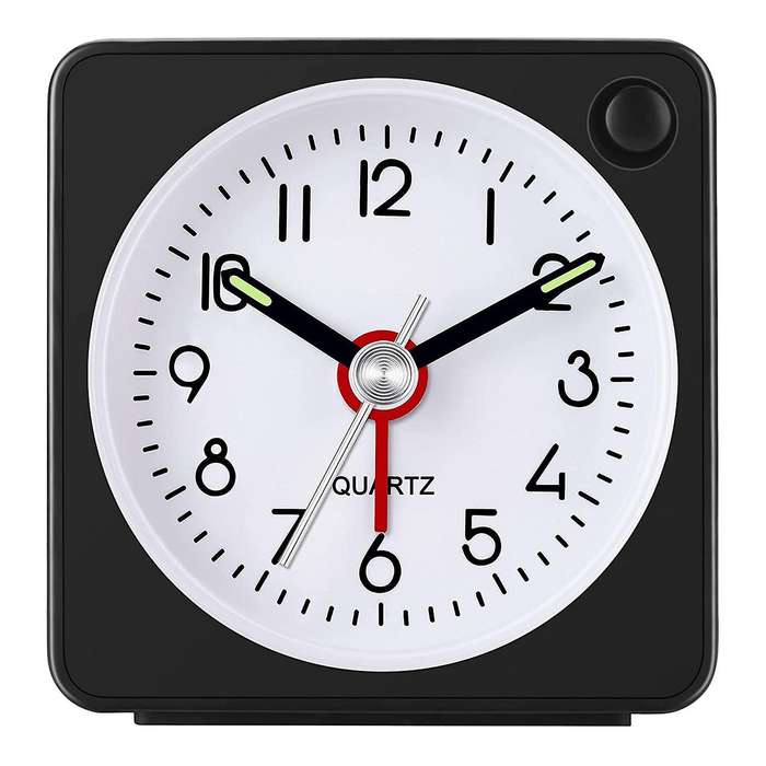 Analogue Alarm Clock,with Snooze Function and Light,,no Ticking Black