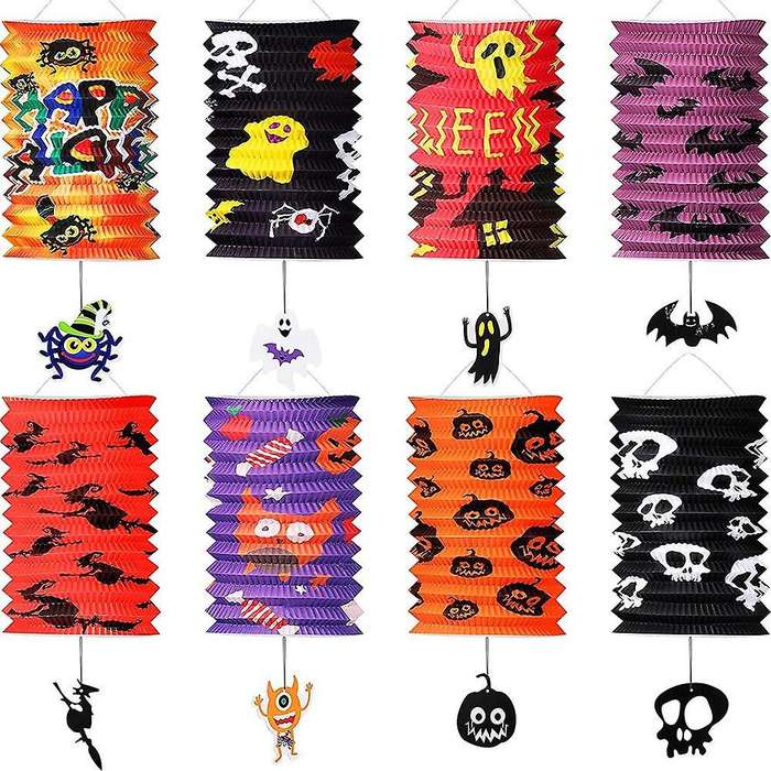 8pcs Halloween Organ Lantern Paper Lantern Ktv Decorative Supplies