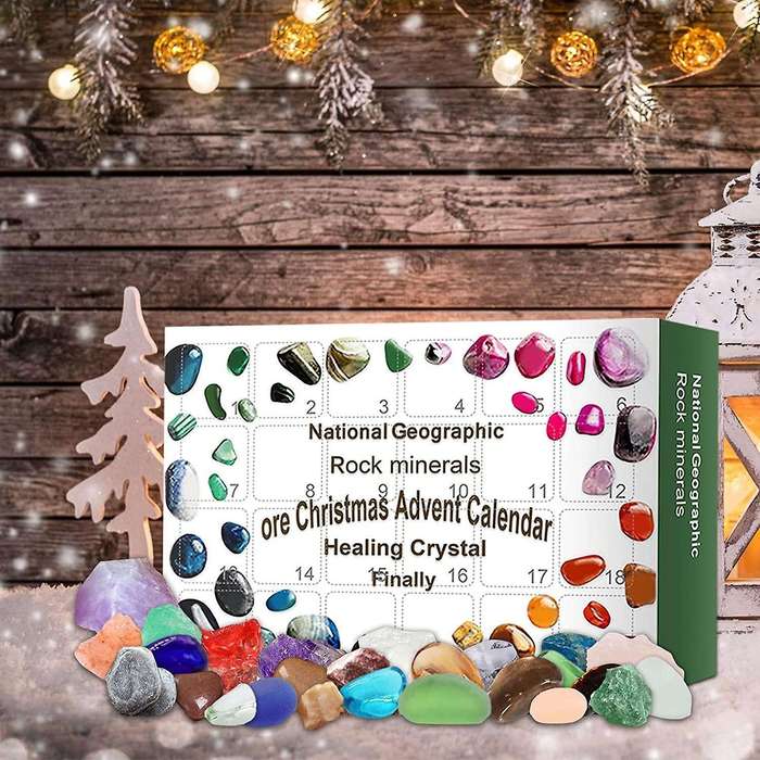 Healing Crystal Advent Calendar,pebbles Countdown Calendars 24pcs