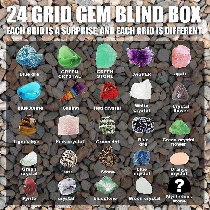 Healing Crystal Advent Calendar,pebbles Countdown Calendars 24pcs