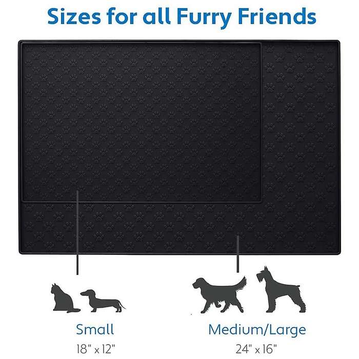 Pet Placemat for Dog and Cat, Mat for Prevent Overflow, 48x30cm Black