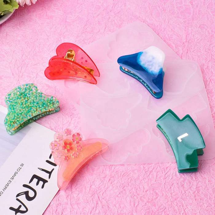 1 Set Hair Grasp Clip Crystal Epoxy Mold Accessories Casting Tool