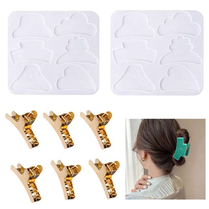 1 Set Hair Grasp Clip Crystal Epoxy Mold Accessories Casting Tool