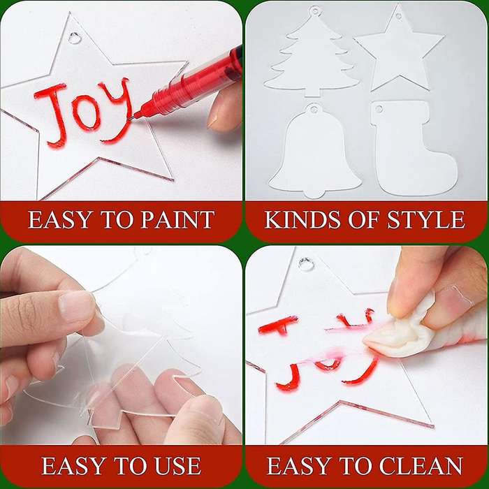 20pcs 3 Inch Clear Acrylic Christmas Ornaments for Christmas Supplies