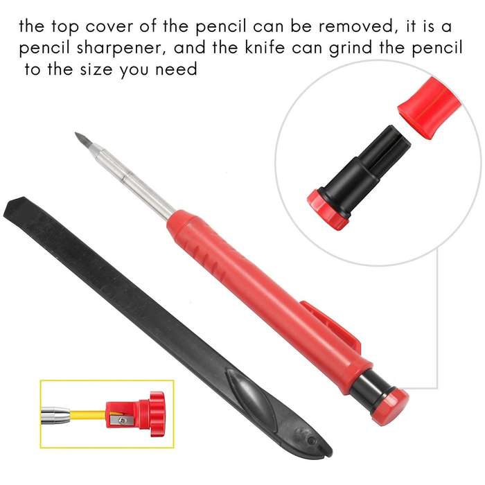 5 Pcs Solid Carpenter Pencil Set with 18 Refills and 1 Retractable