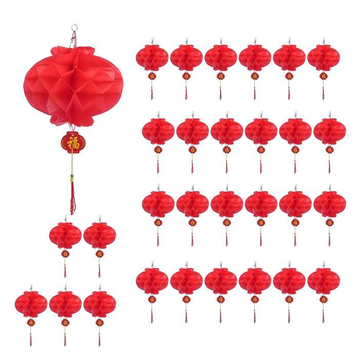 30pack 8.5 Inch Chinese New Year Red Paper Lanterns,hanging Lanterns