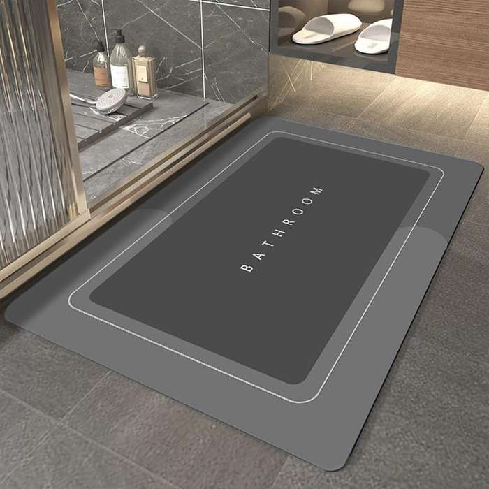 Napa Skin Bathroom Mat Super Absorbent Rug Bath Quick Dry ,dark Gray
