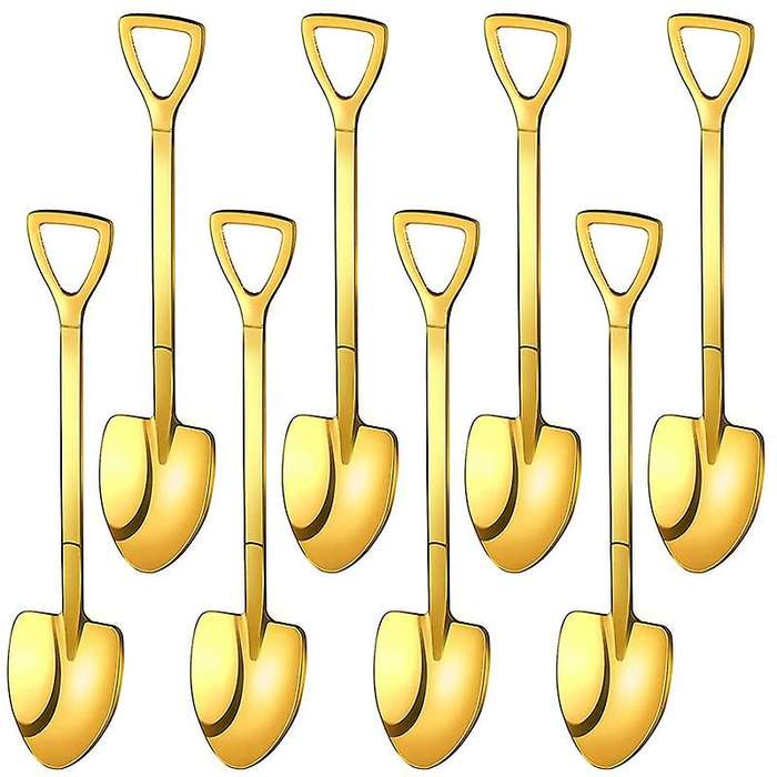 8 Pieces Gold Shovel Shape Spoons Stainless Steel Shovel Shape Spoons