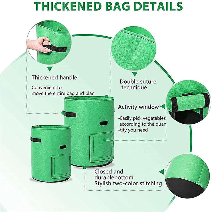 2 Pack 10 Gallon Planter Grow Bags with Flap Window,for Potato,tomato